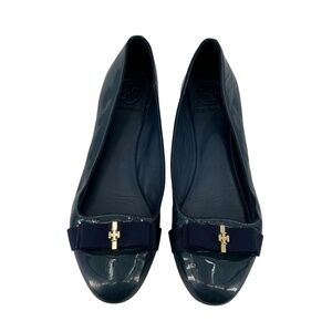 Tory Burch Blue Trudy Ribbon Bow Ballet Flats Size 9 Women’s